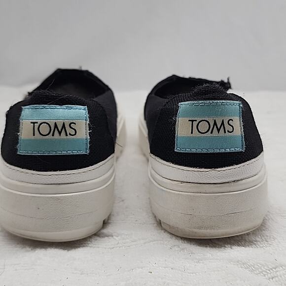 TOMS ALPARGATA LUG BLACK HEAVY CANVAS HEAVY DUTY THICK CHUNKY SOLES LADIES 6 GUC - Picture 7 of 16